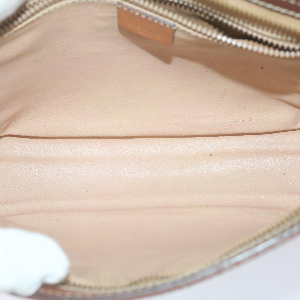 CELINE Macadam Canvas Clutch Bag PVC 2Set Brown Auth fm3156