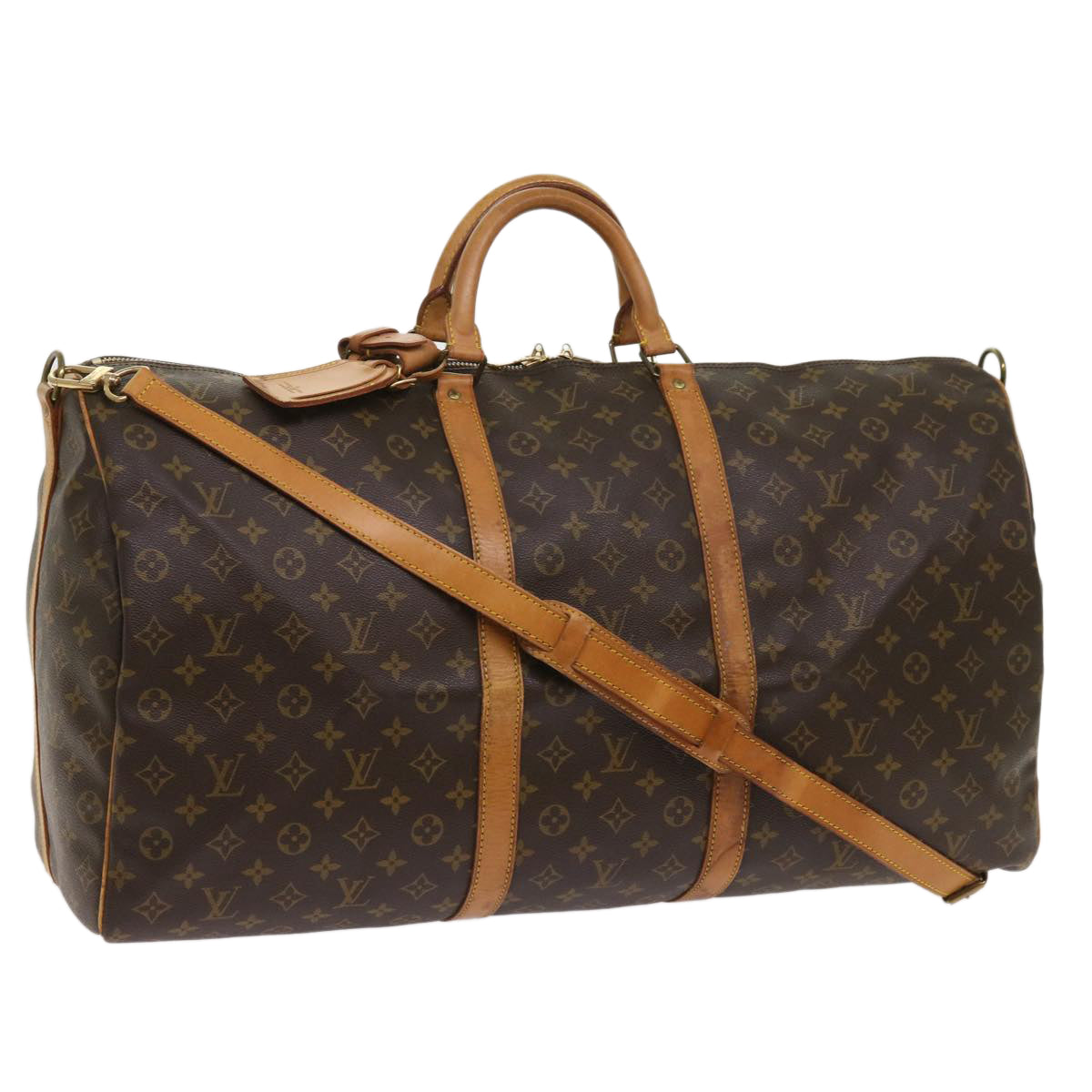 LOUIS VUITTON Monogram Keepall Bandouliere 60 Boston Bag M41412 LV Auth fm3165