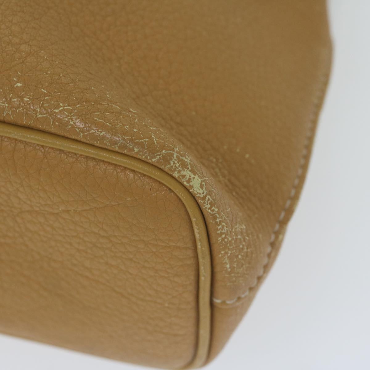 Burberrys Tote Bag Leather Beige Auth fm3177