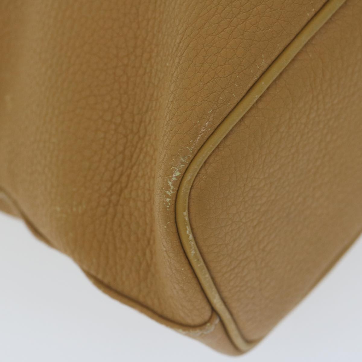 Burberrys Tote Bag Leather Beige Auth fm3177