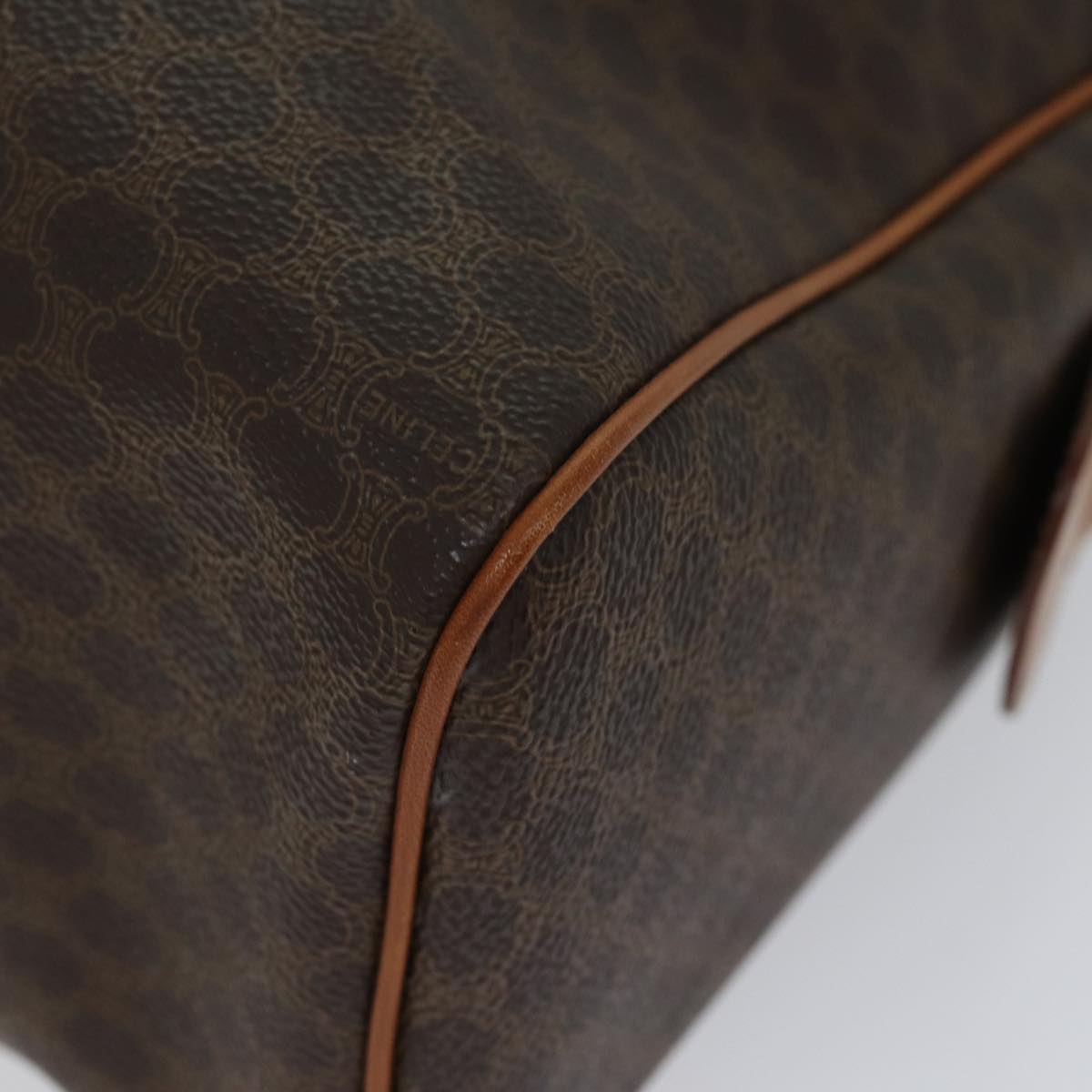 CELINE Macadam Canvas Hand Bag PVC Brown Auth fm3343