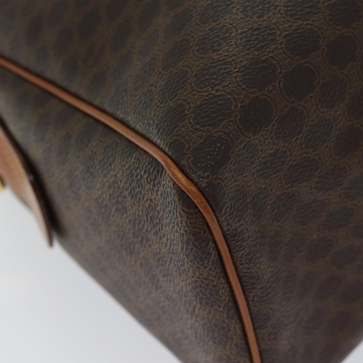 CELINE Macadam Canvas Hand Bag PVC Brown Auth fm3343