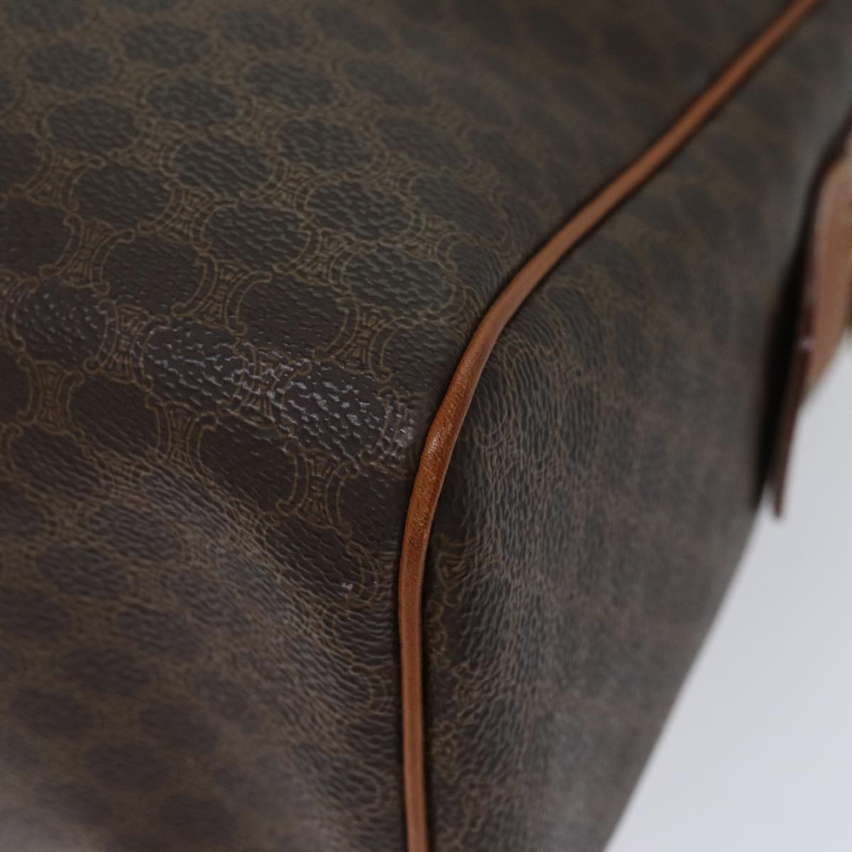 CELINE Macadam Canvas Hand Bag PVC Brown Auth fm3343