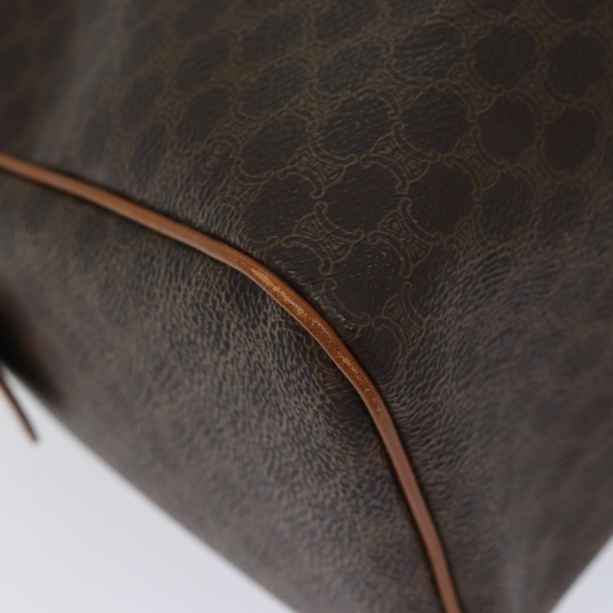 CELINE Macadam Canvas Hand Bag PVC Brown Auth fm3343