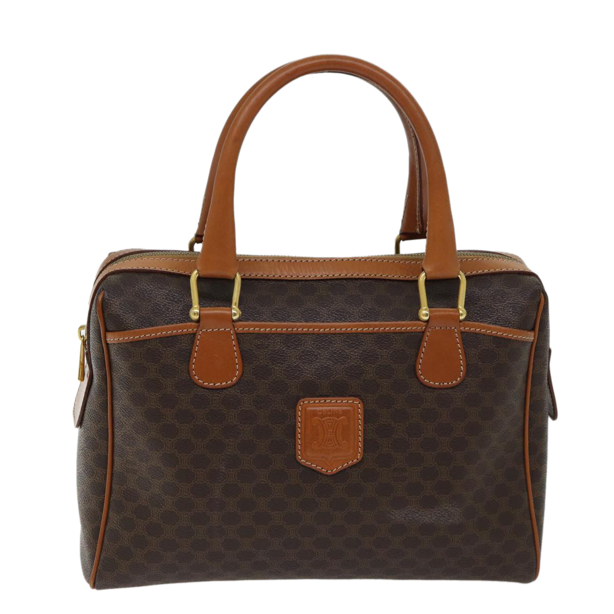 CELINE Macadam Canvas Hand Bag PVC Brown Auth fm3343