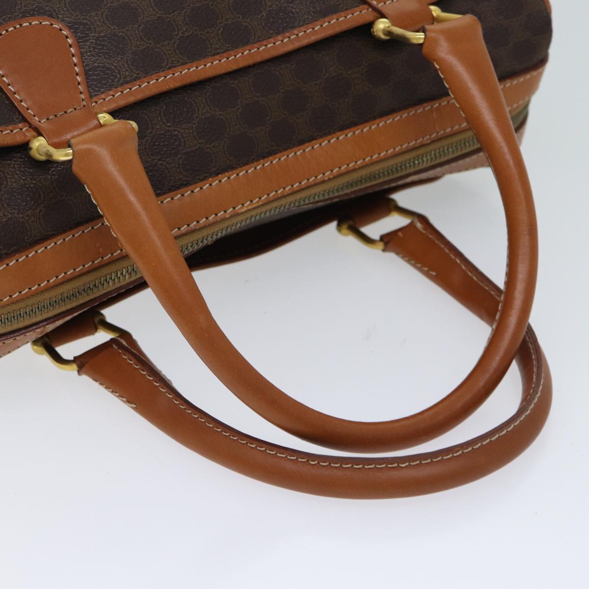 CELINE Macadam Canvas Hand Bag PVC Brown Auth fm3343