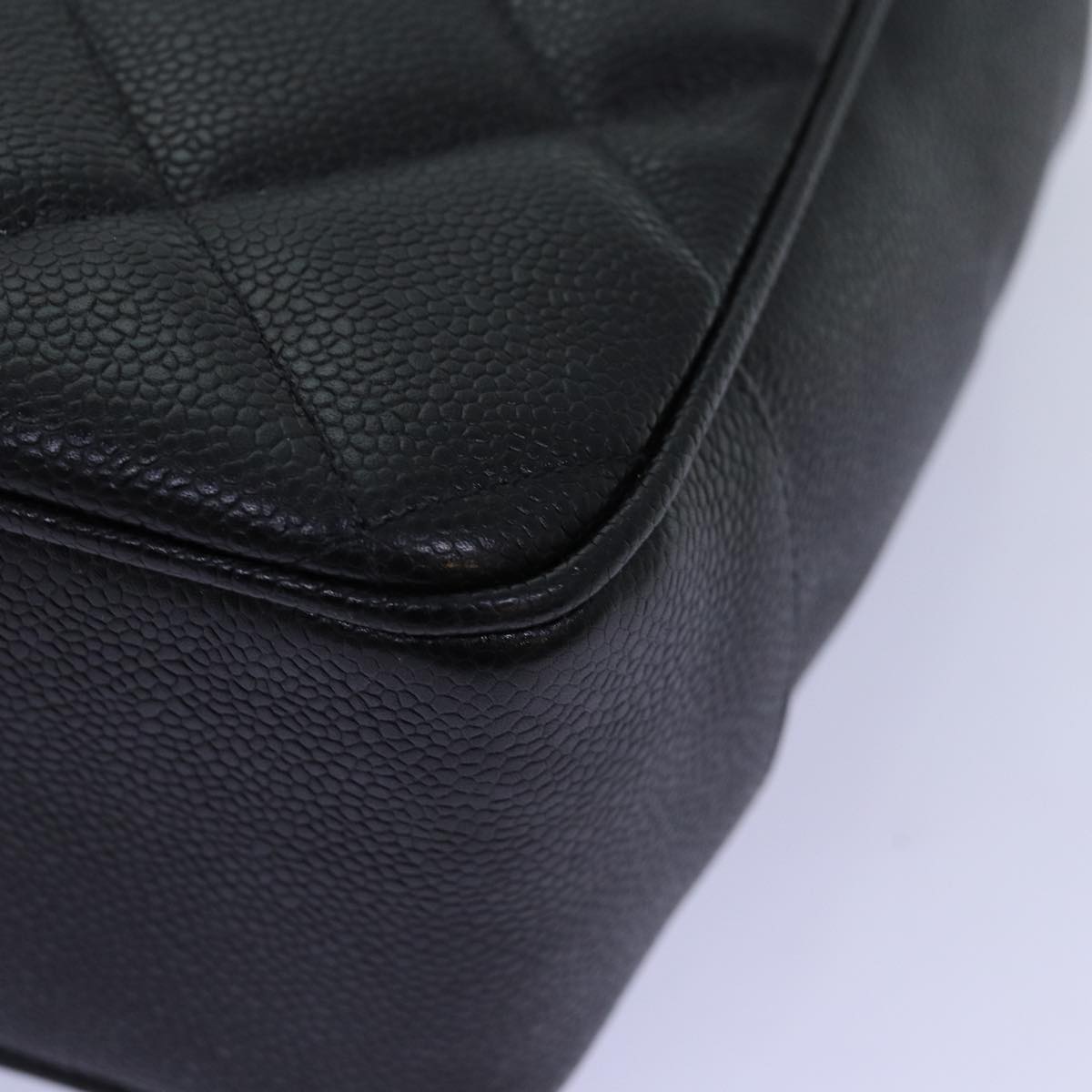 CHANEL Big Matelasse Chain Shoulder Bag Calf Skin Black CC Auth fm3373AV