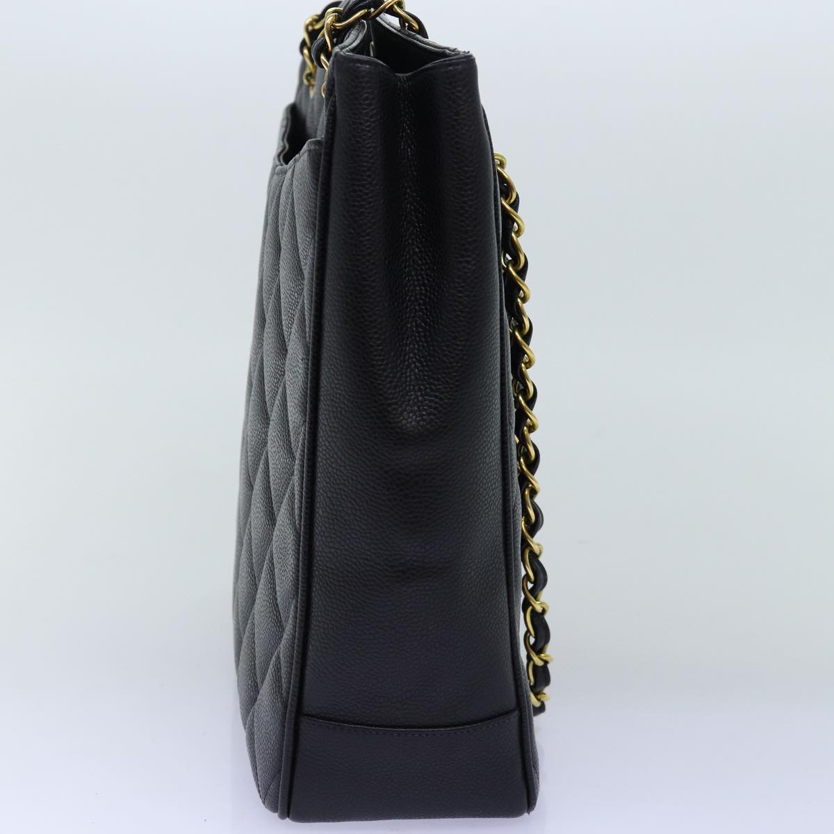 CHANEL Big Matelasse Chain Shoulder Bag Calf Skin Black CC Auth fm3373AV