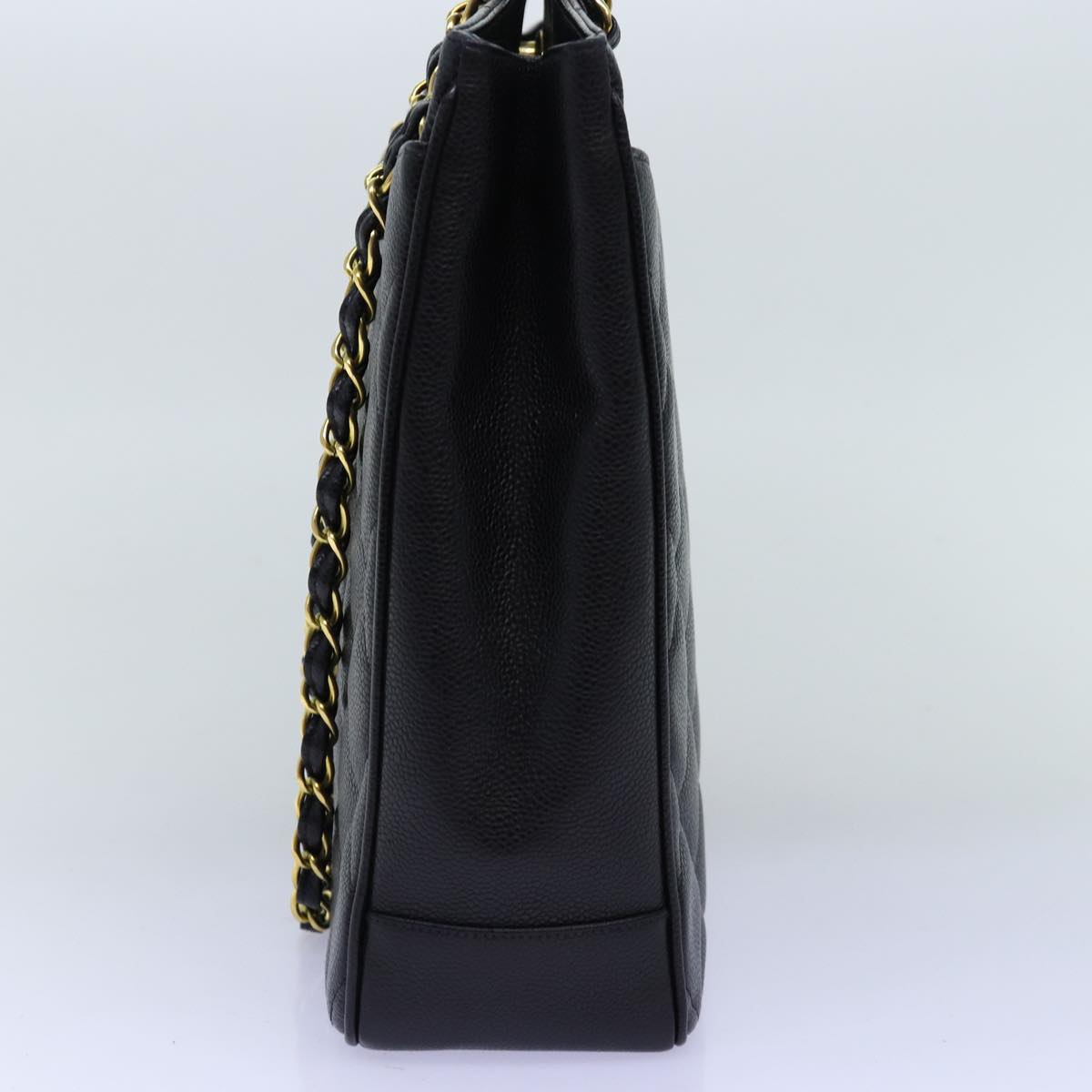 CHANEL Big Matelasse Chain Shoulder Bag Calf Skin Black CC Auth fm3373AV