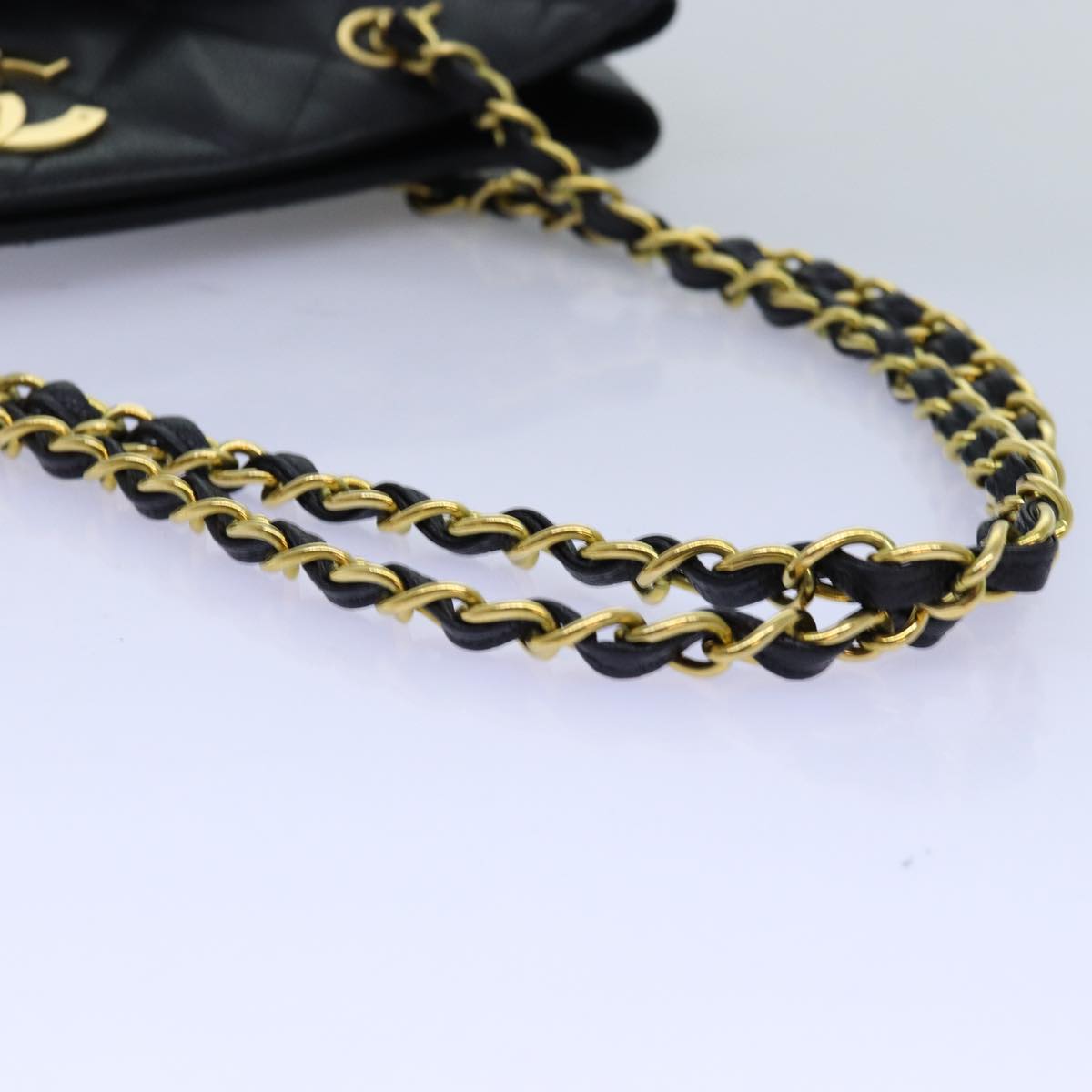 CHANEL Big Matelasse Chain Shoulder Bag Calf Skin Black CC Auth fm3373AV