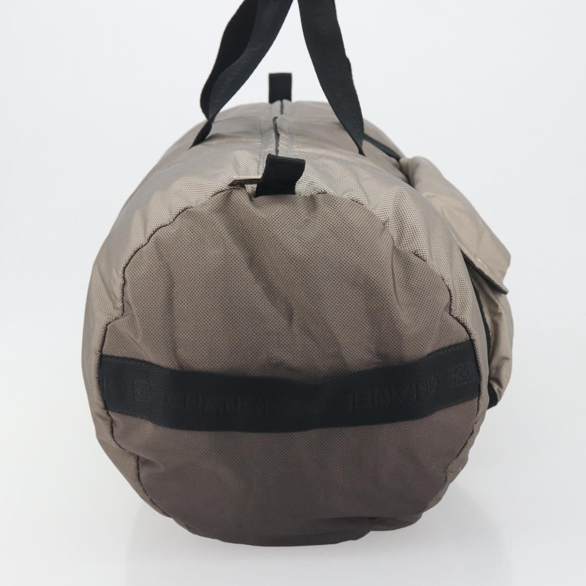 CHANEL Sports Line Boston Bag Nylon Black Gray CC Auth fm3627