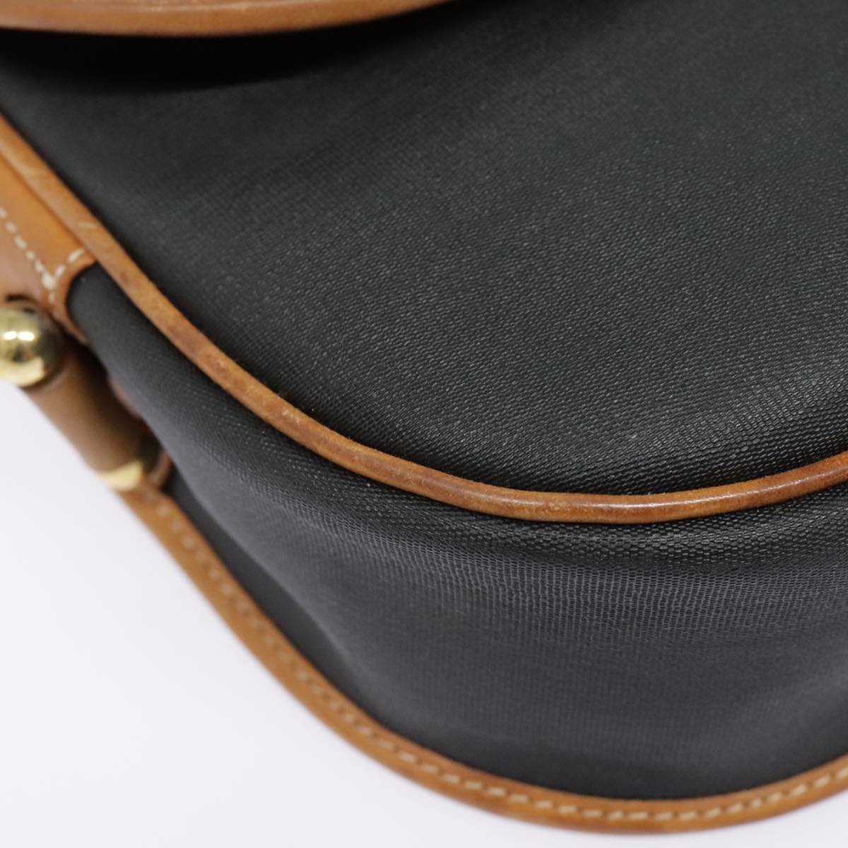 Christian Dior Shoulder Bag PVC Black Gold Auth fm3859