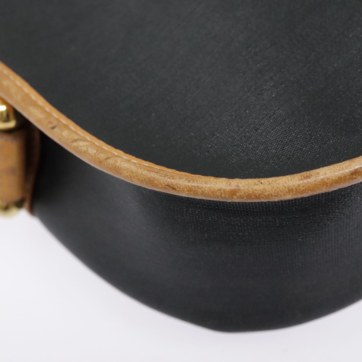 Christian Dior Shoulder Bag PVC Black Gold Auth fm3859