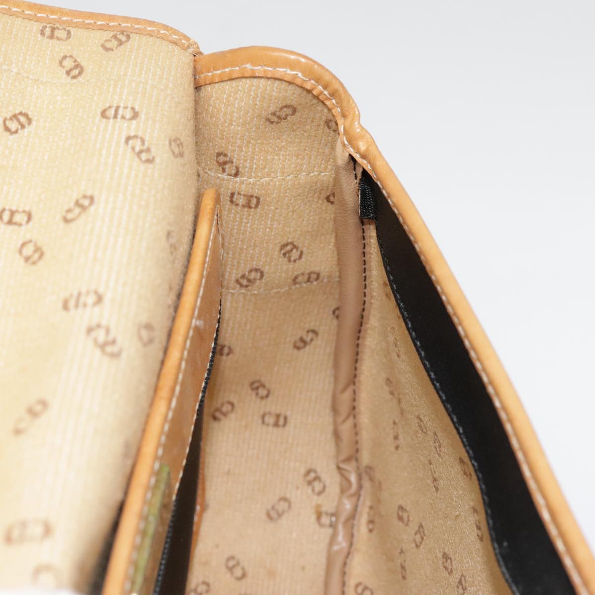 Christian Dior Shoulder Bag PVC Black Gold Auth fm3859