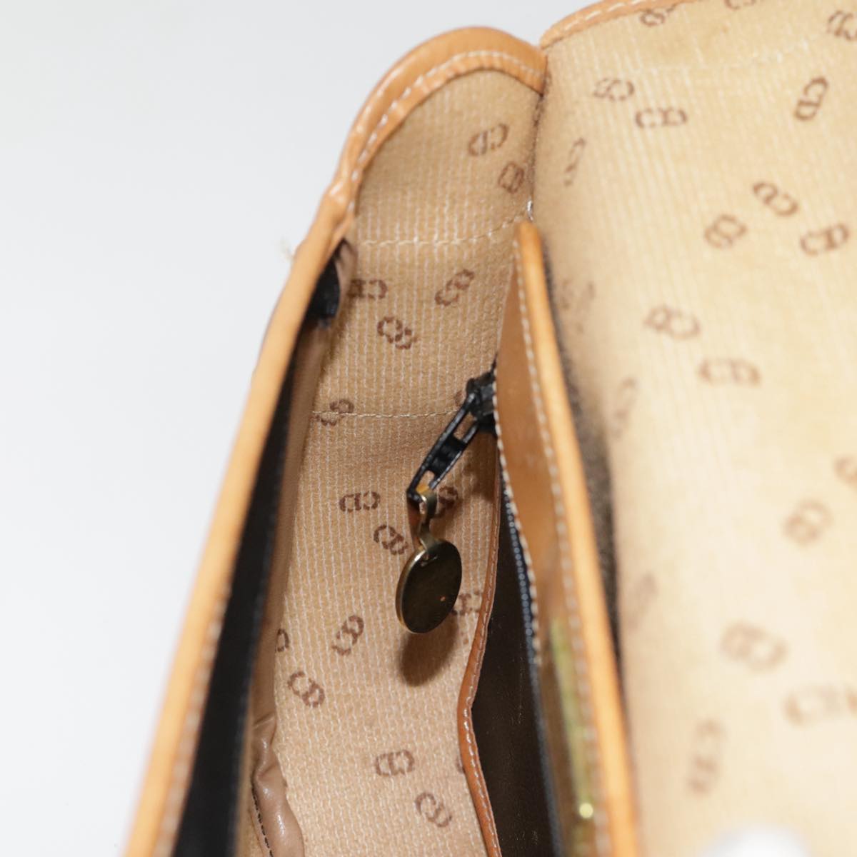 Christian Dior Shoulder Bag PVC Black Gold Auth fm3859