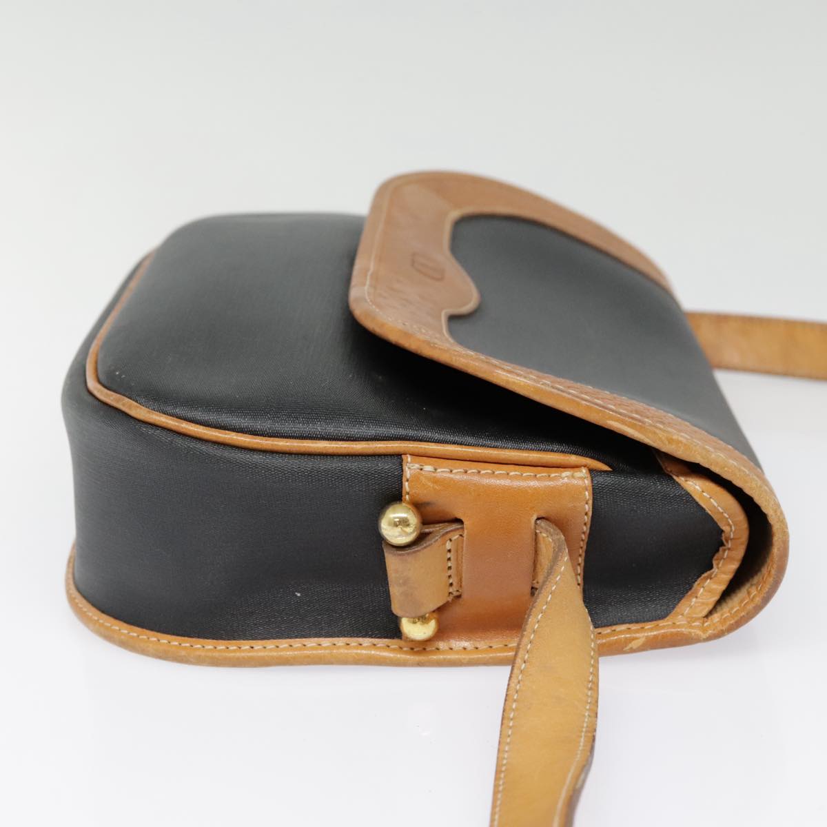 Christian Dior Shoulder Bag PVC Black Gold Auth fm3859