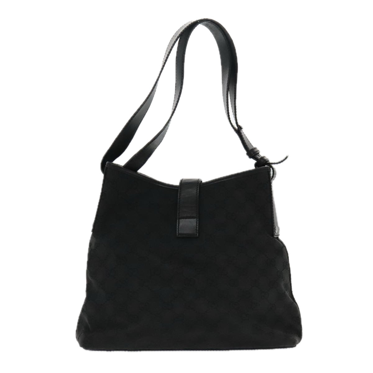 GUCCI New Jackie GG Canvas Shoulder Bag Black Silver 110291 Auth fm3912