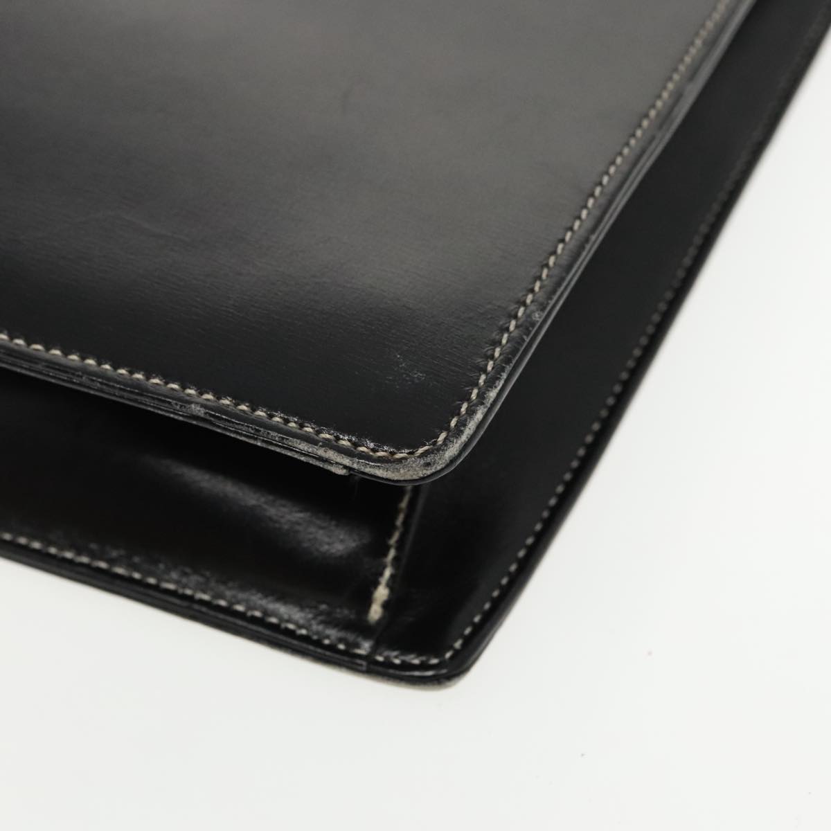 Christian Dior Hand Bag Leather Black Gold Auth fm3940