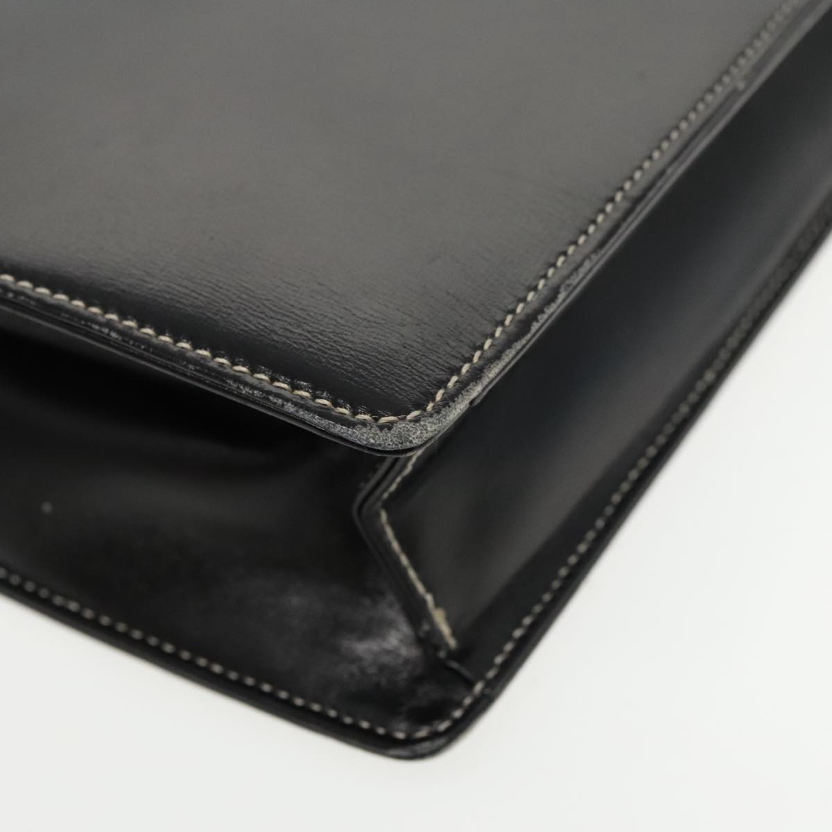 Christian Dior Hand Bag Leather Black Gold Auth fm3940