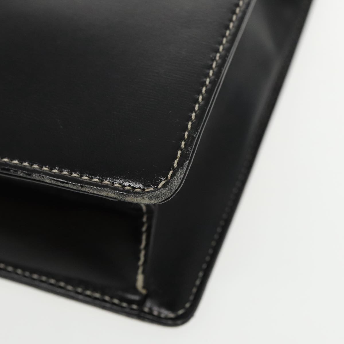 Christian Dior Hand Bag Leather Black Gold Auth fm3940