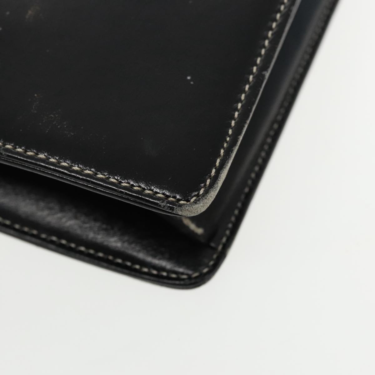 Christian Dior Hand Bag Leather Black Gold Auth fm3940