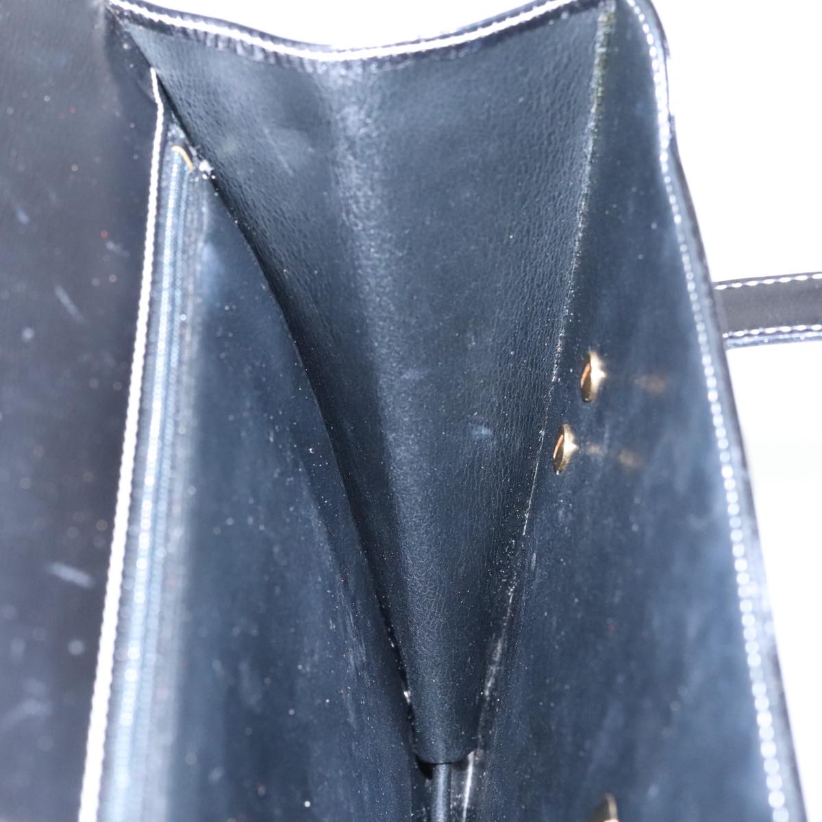 Christian Dior Hand Bag Leather Black Gold Auth fm3940