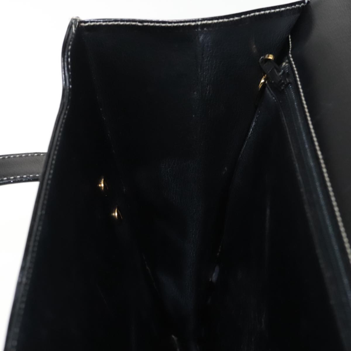 Christian Dior Hand Bag Leather Black Gold Auth fm3940