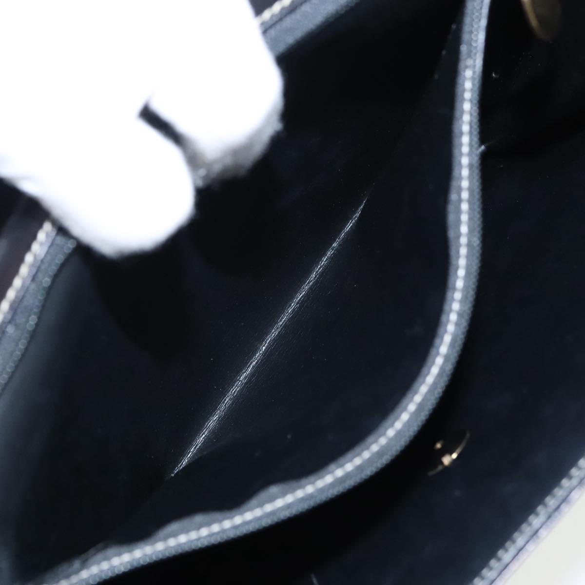 Christian Dior Hand Bag Leather Black Gold Auth fm3940