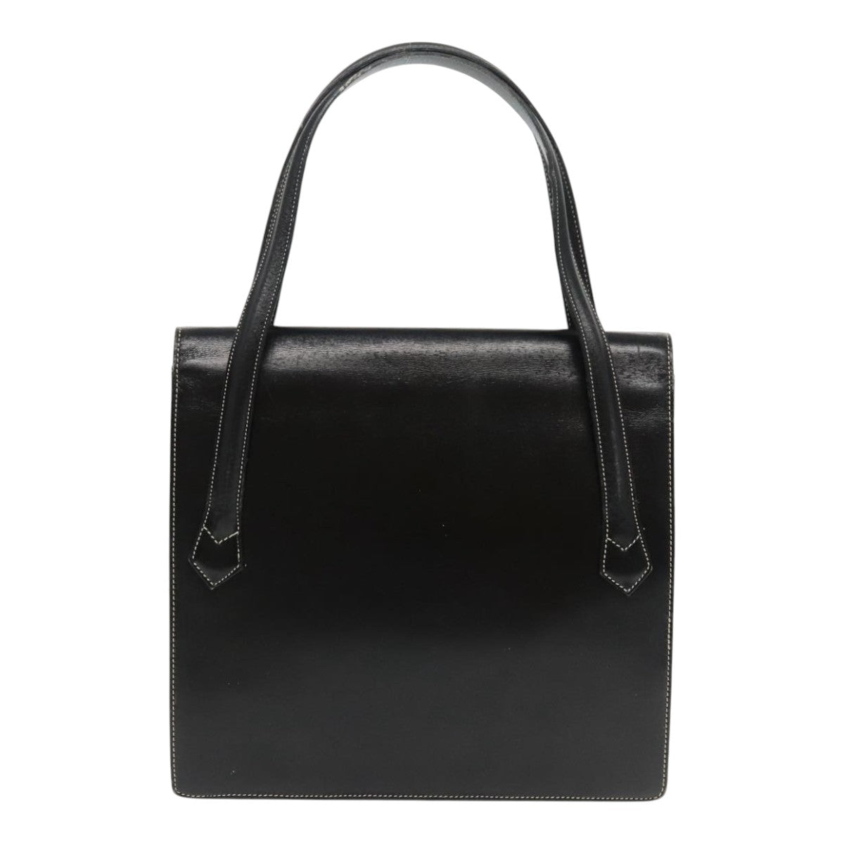 Christian Dior Hand Bag Leather Black Gold Auth fm3940