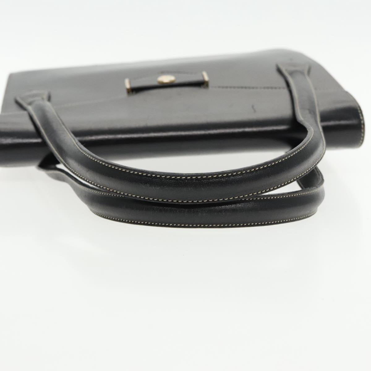 Christian Dior Hand Bag Leather Black Gold Auth fm3940