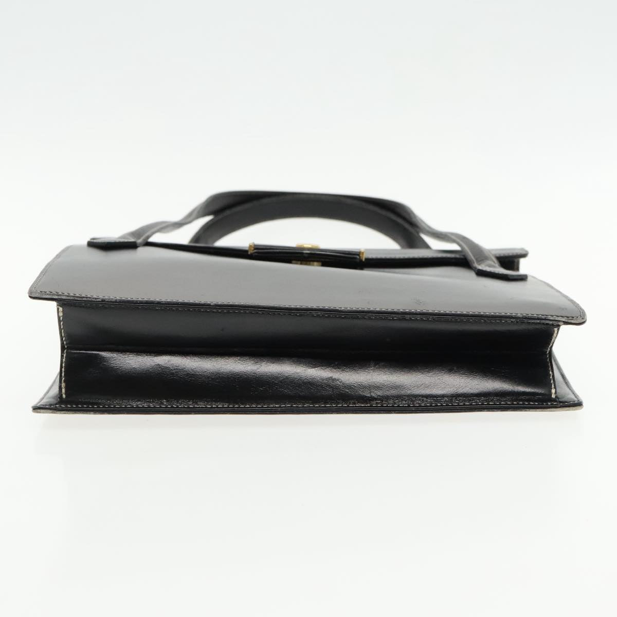 Christian Dior Hand Bag Leather Black Gold Auth fm3940