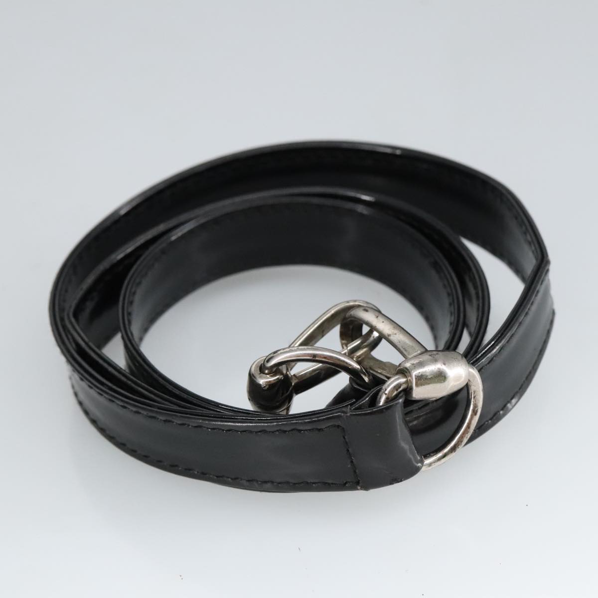 GUCCI Hand Bag Enamel 2way Black Silver 000 1013 0504 Auth fm3966