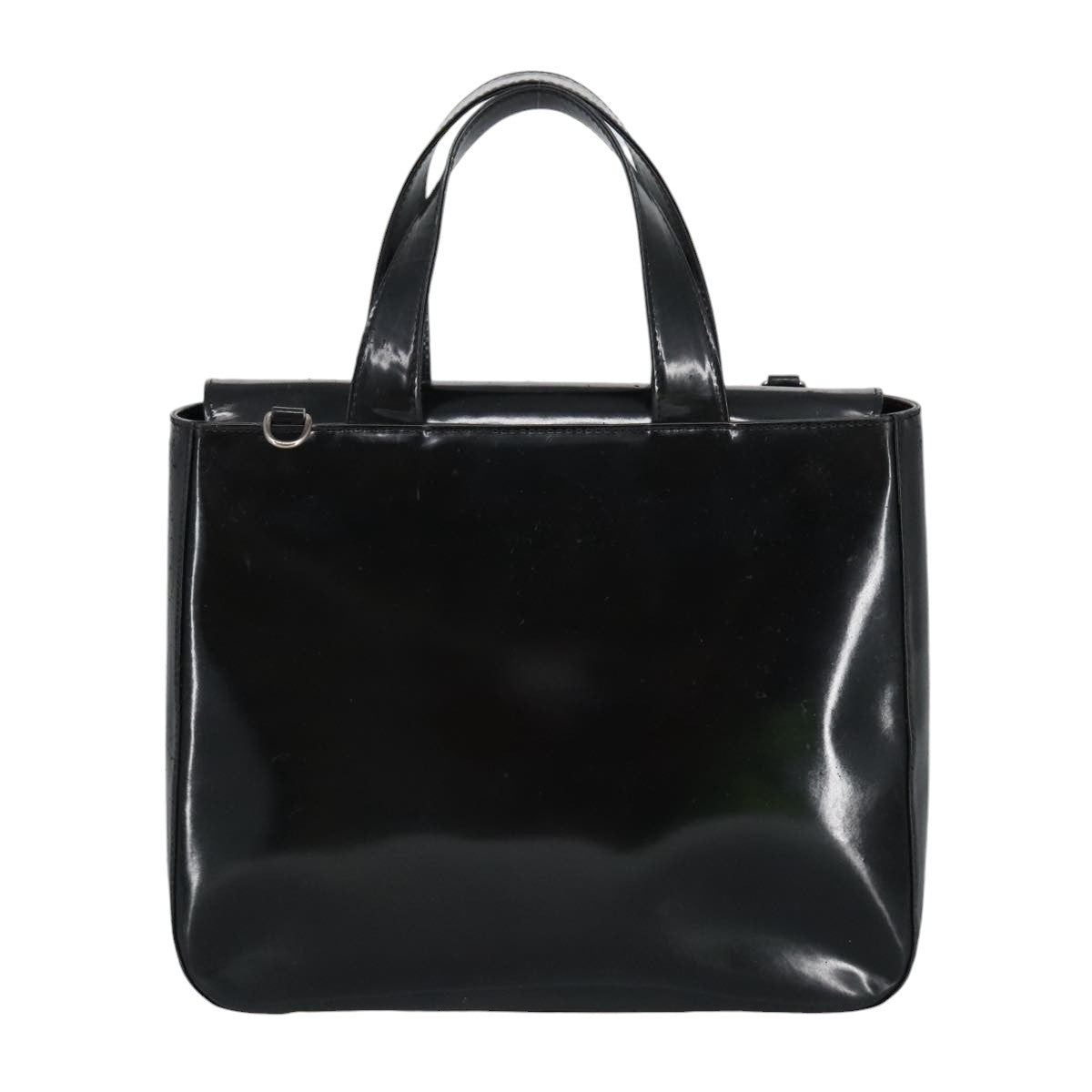 GUCCI Hand Bag Enamel 2way Black Silver 000 1013 0504 Auth fm3966