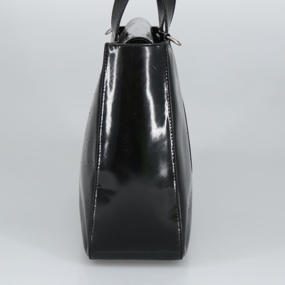 GUCCI Hand Bag Enamel 2way Black Silver 000 1013 0504 Auth fm3966