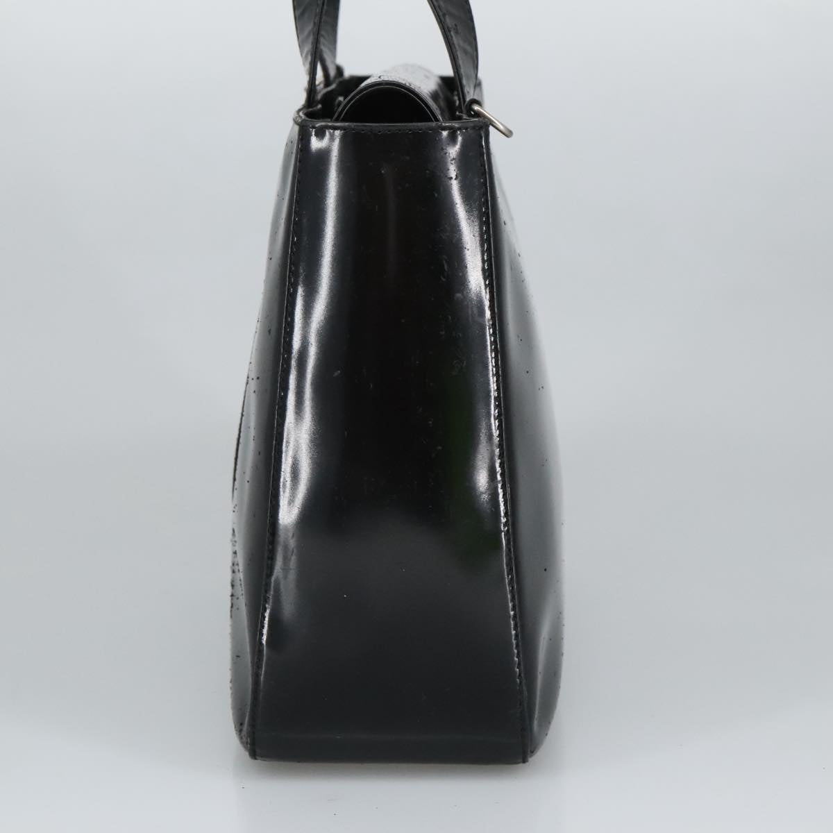 GUCCI Hand Bag Enamel 2way Black Silver 000 1013 0504 Auth fm3966