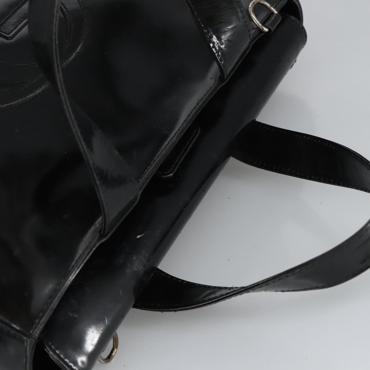 GUCCI Hand Bag Enamel 2way Black Silver 000 1013 0504 Auth fm3966