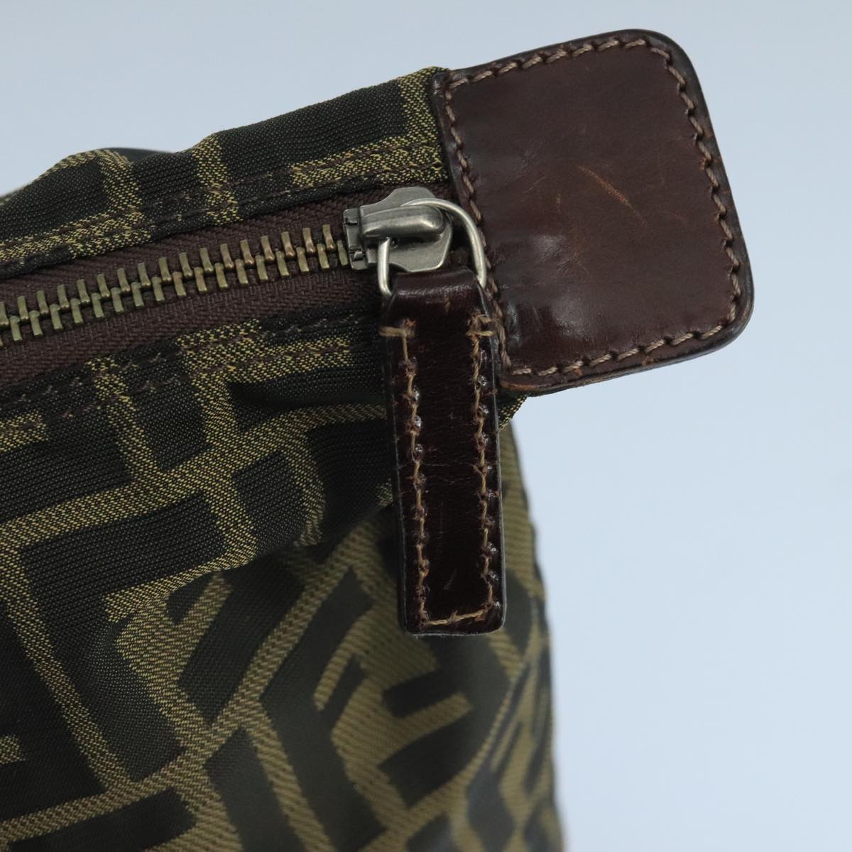 FENDI Zucca Canvas Pouch Brown Black Auth fm4183