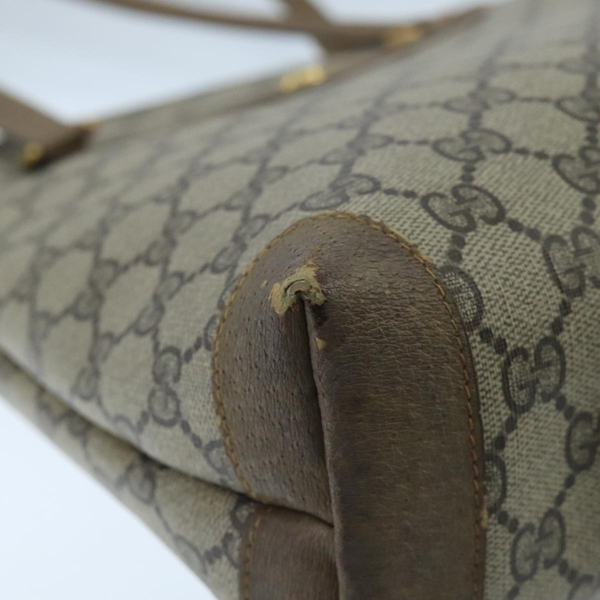 GUCCI GG Supreme Tote Bag PVC Leather Beige Gold 89 02 905 Auth fm4228