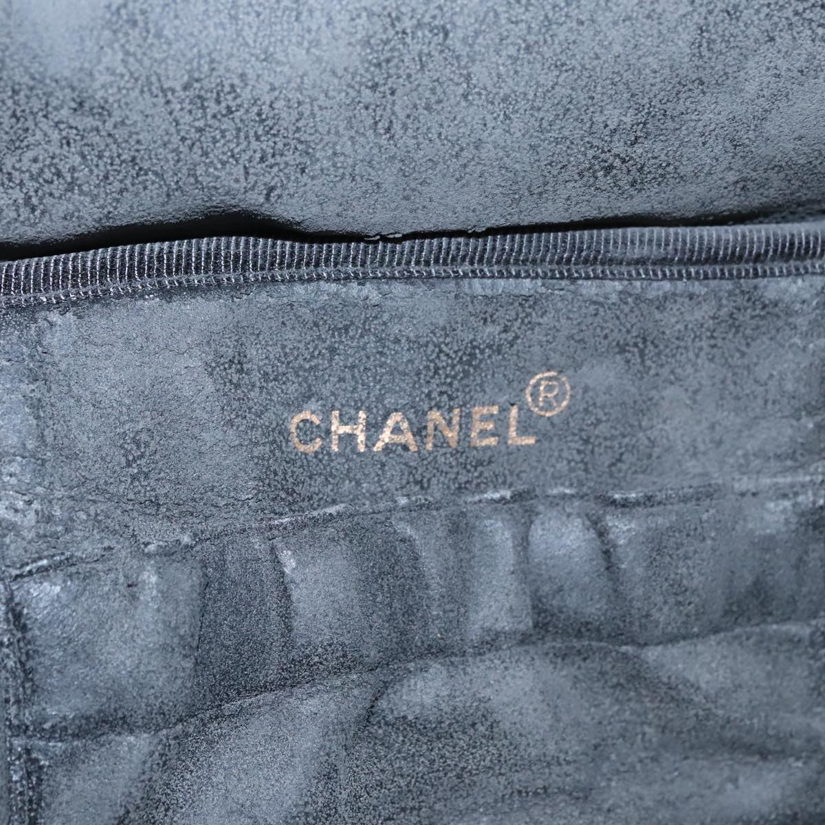 CHANEL Bicolore Vanity Cosmetic Pouch Caviar Skin Black Gold CC Auth fm4250
