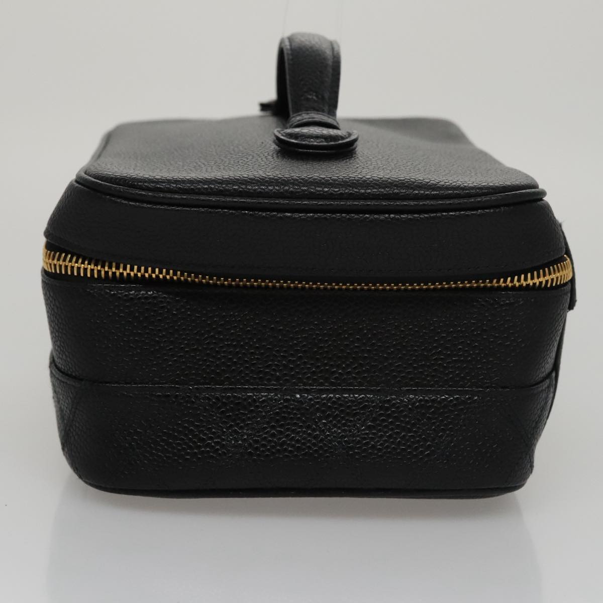 CHANEL Bicolore Vanity Cosmetic Pouch Caviar Skin Black Gold CC Auth fm4250