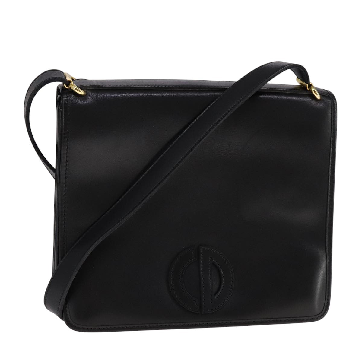 Christian Dior Shoulder Bag Leather Black Auth fm4252