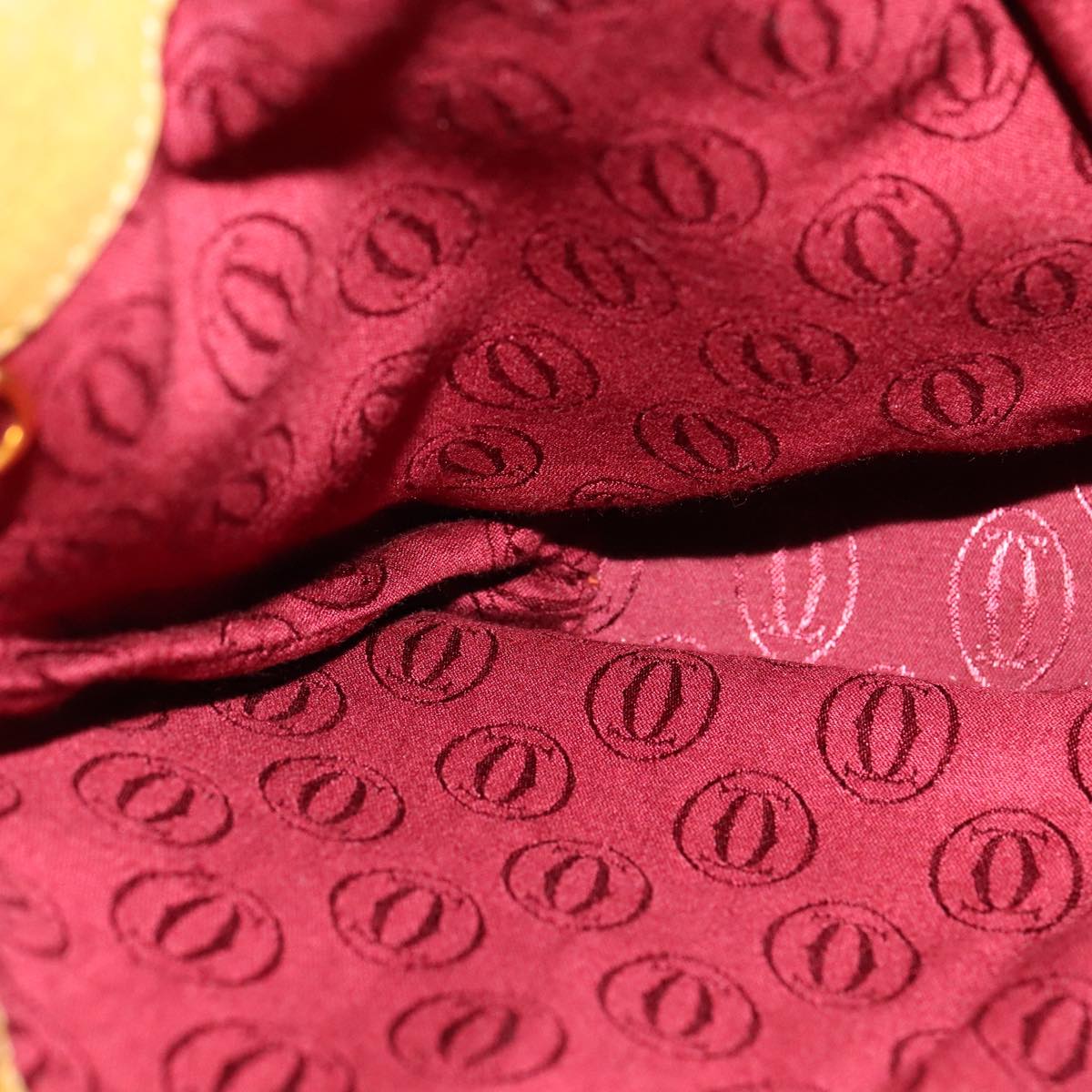 CARTIER Shoulder Bag Leather Yellow Auth fm4267