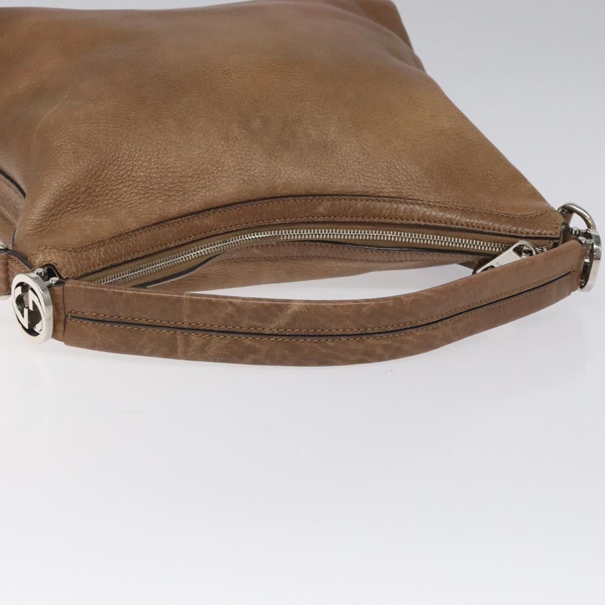 GUCCI Shoulder Bag Leather Brown Silver 326514 Auth fm4360
