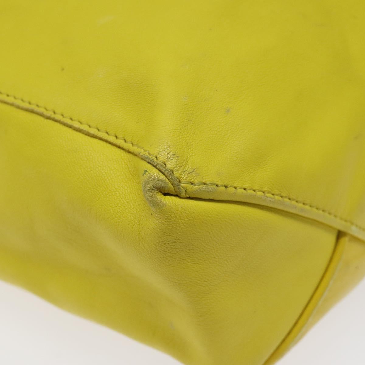 CELINE Hand Bag Leather Yellow Auth fm4363