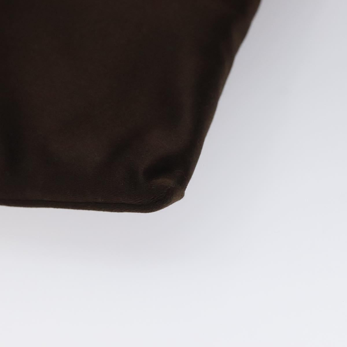 PRADA Hand Bag Satin Dark Brown Gold Auth fm4379V