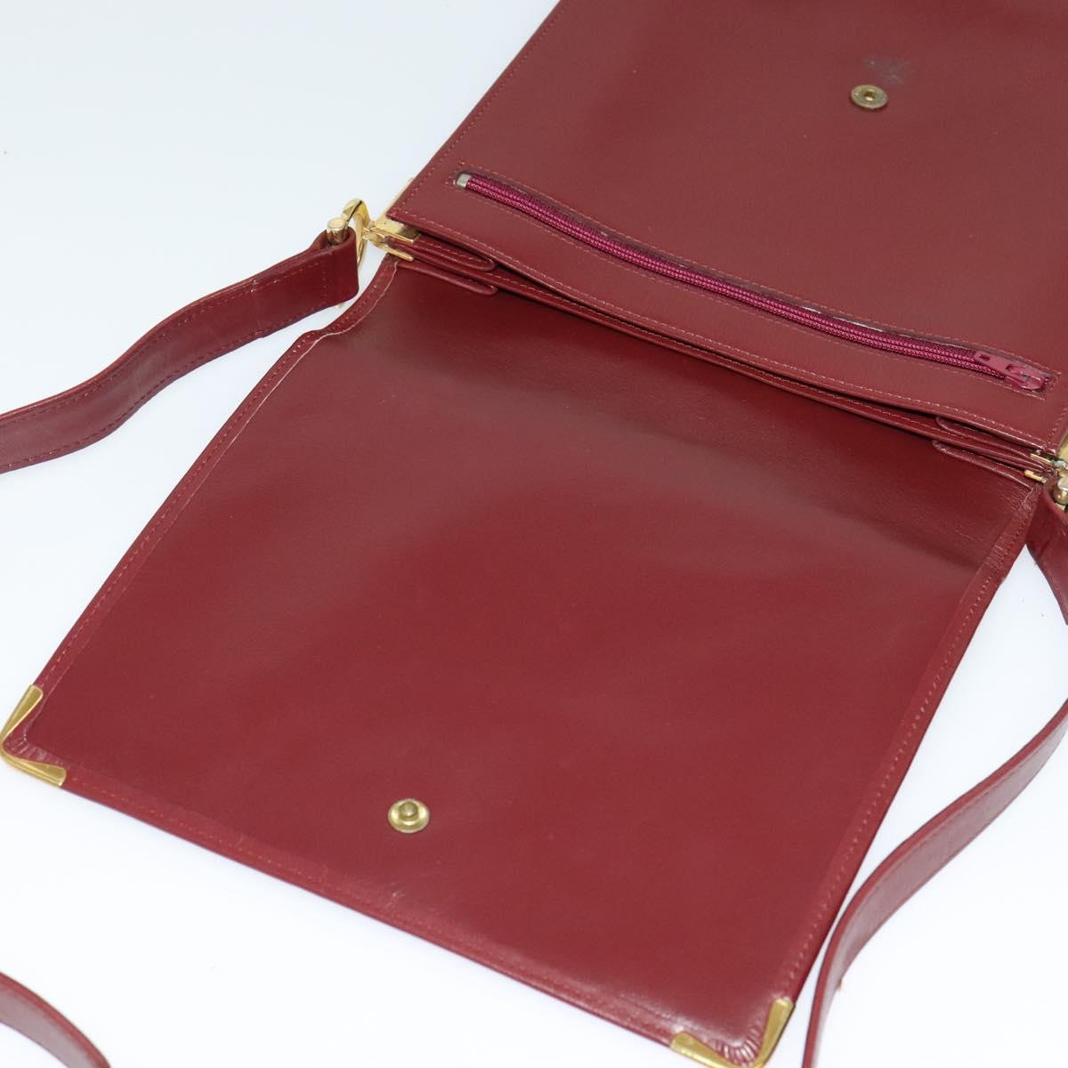 CARTIER Must Line Shoulder Bag Leather Bordeaux Gold Auth fm4381