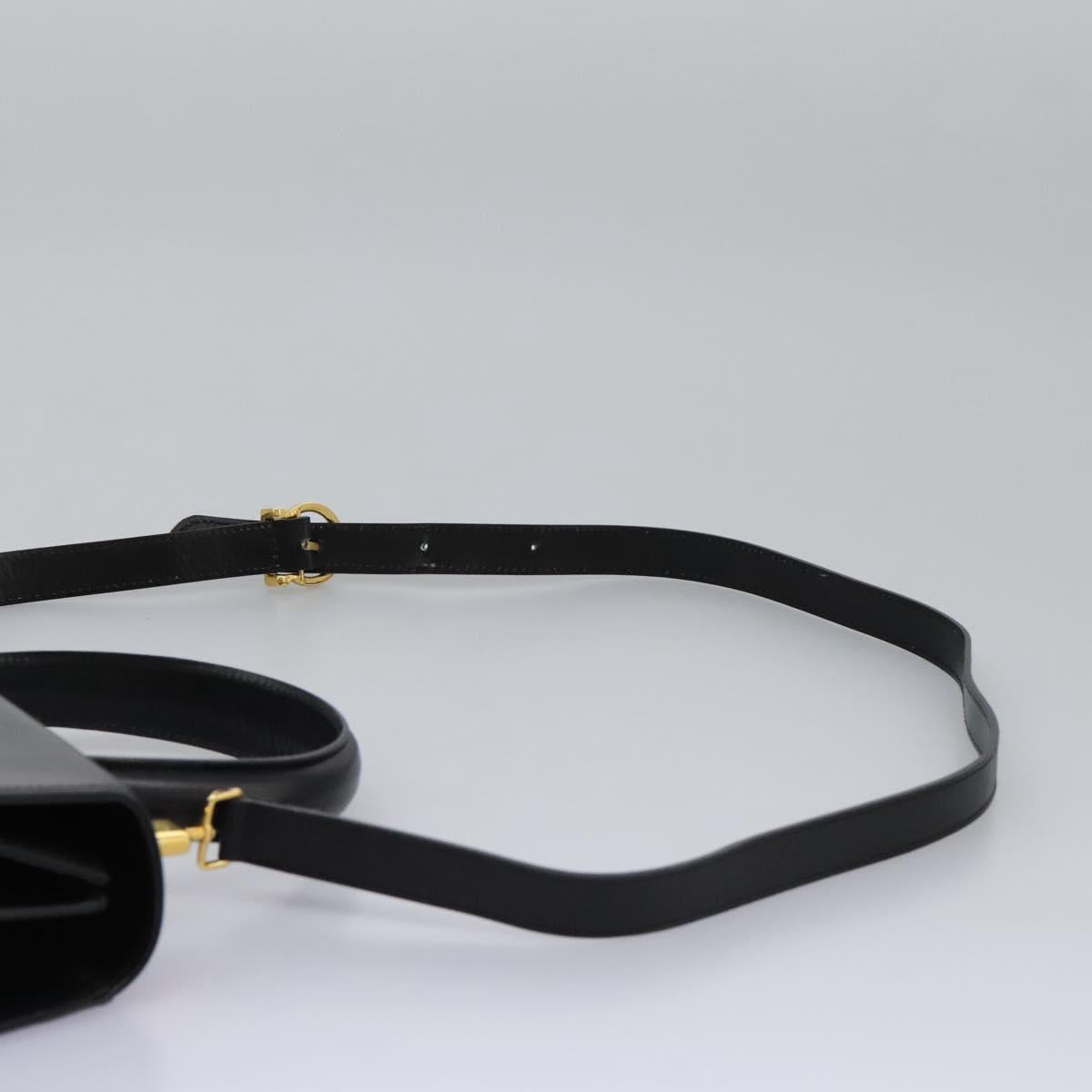 Salvatore Ferragamo Gancini Hand Bag Leather 2way Black Gold Auth fm4391