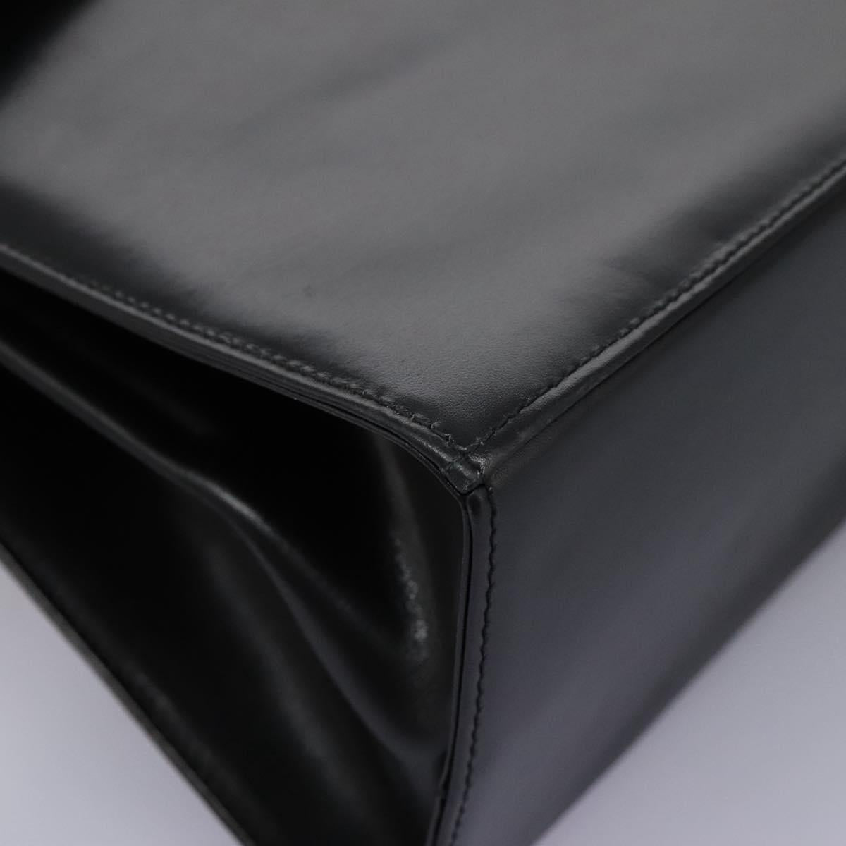 Salvatore Ferragamo Gancini Hand Bag Leather 2way Black Gold Auth fm4391