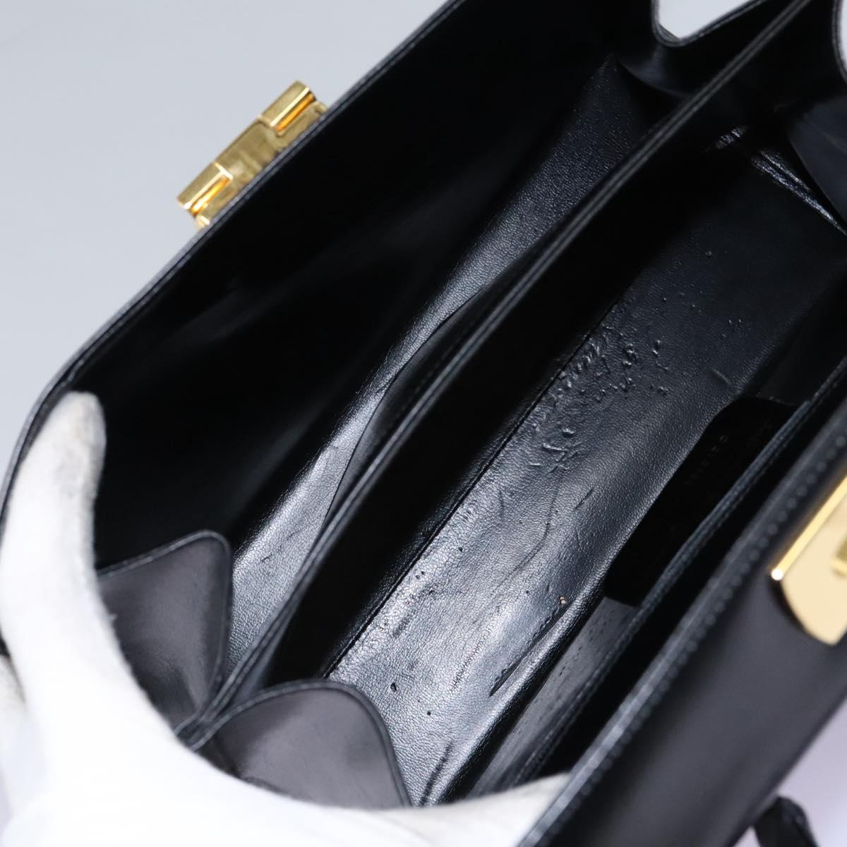 Salvatore Ferragamo Gancini Hand Bag Leather 2way Black Gold Auth fm4391