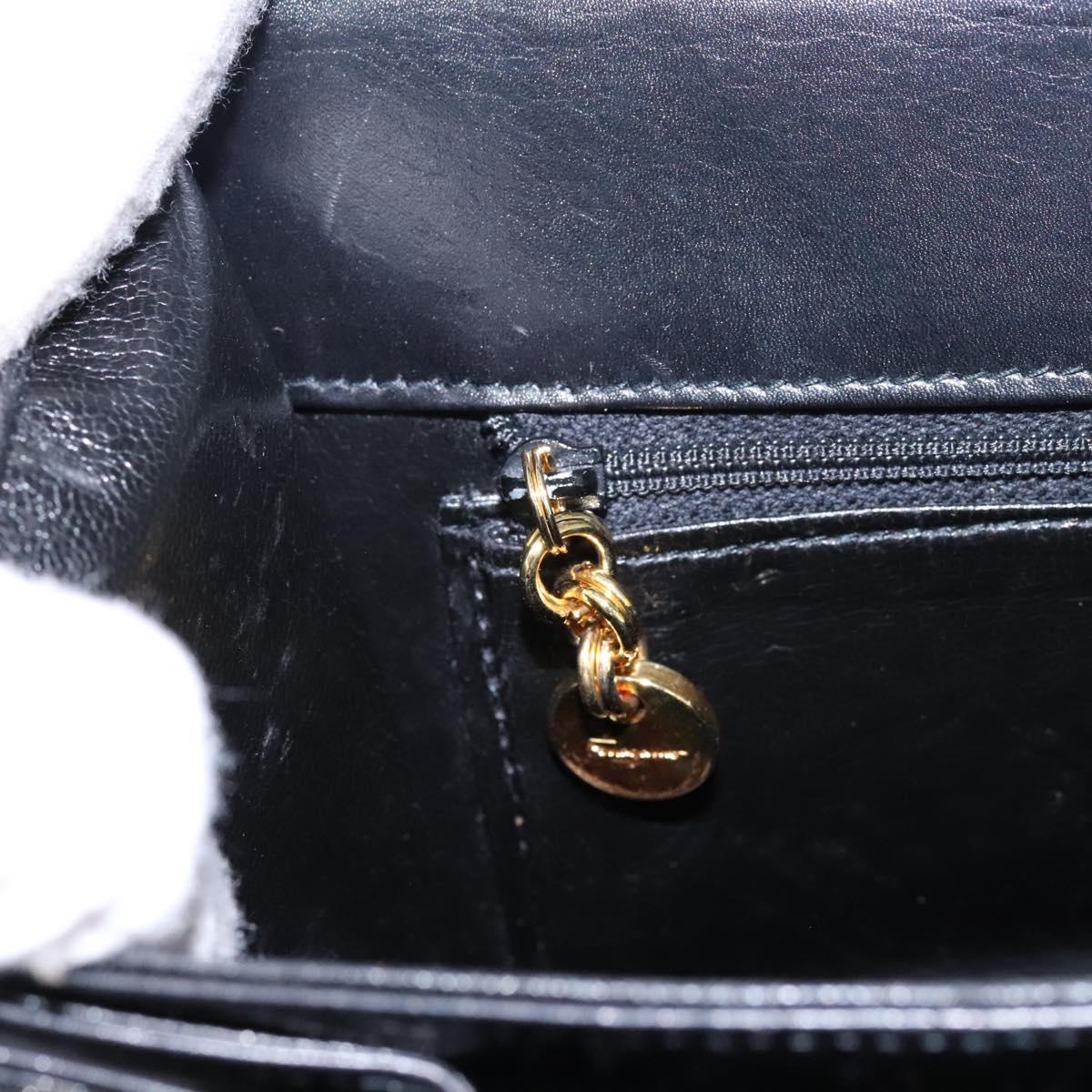 Salvatore Ferragamo Gancini Hand Bag Leather 2way Black Gold Auth fm4391